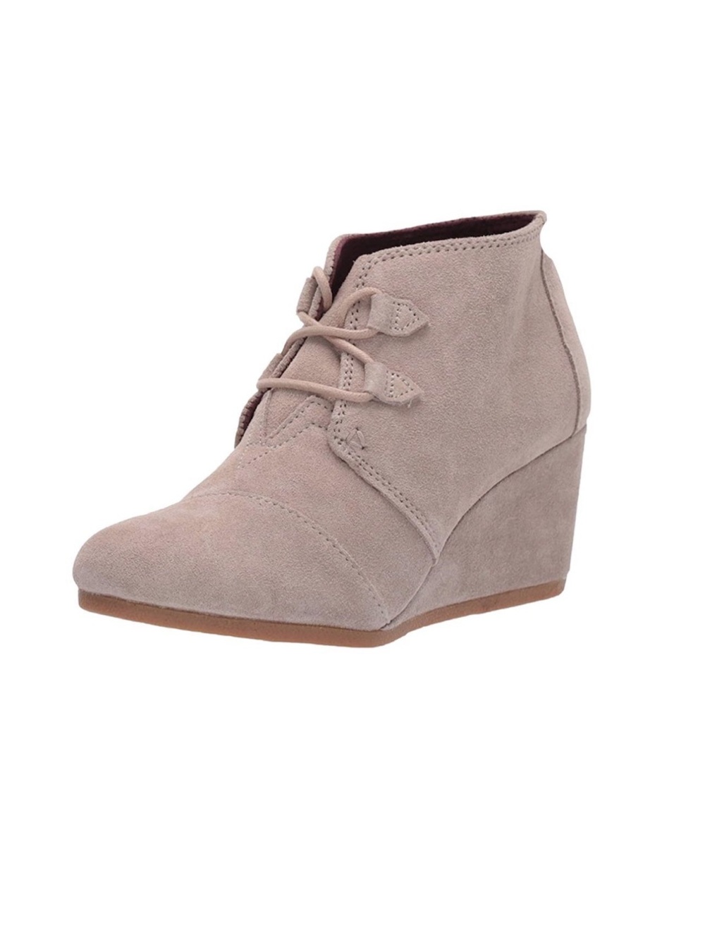 Toms Kala Desert Wedge  Bootie Size 7.5 Suede Taupe Lace Up Boot